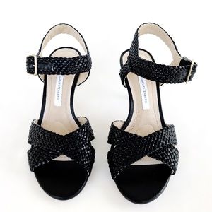 Diane Von Furstenberg Woven Black Heels Size 6